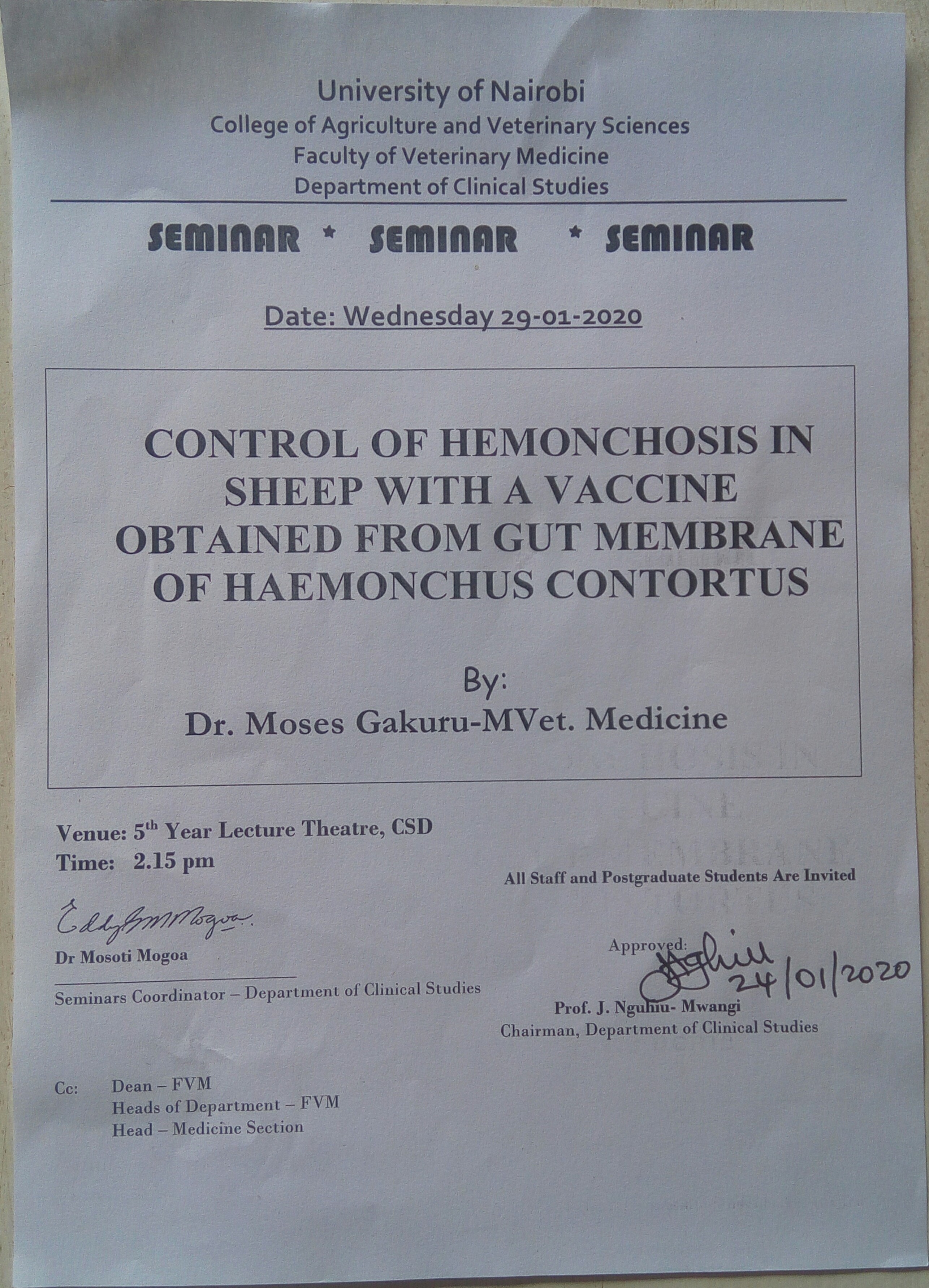 Control of Hemonchosis in sheep with a vaccine obtained from gut membrane of Haemonchus Contortus