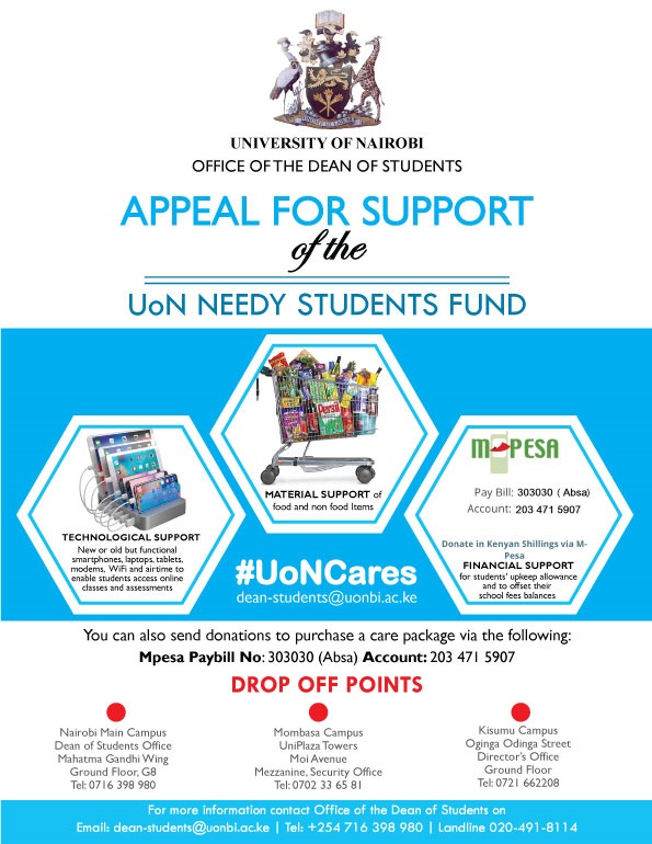 Appeal for support of UON needy students fund 